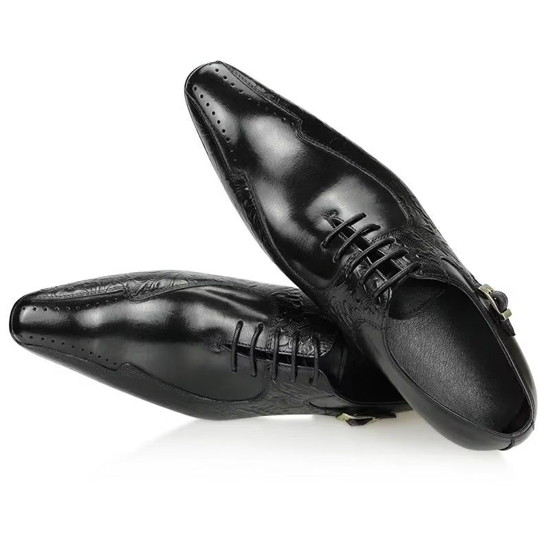 Formelle Herrenschuhe Edle Hochzeits-brogue-schuhe Aus Echtem Leder - Schwarz