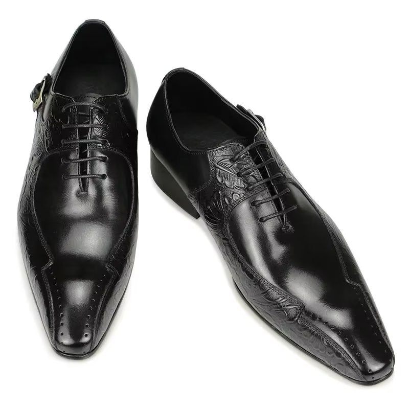 Formelle Herrenschuhe Edle Hochzeits-brogue-schuhe Aus Echtem Leder - Schwarz