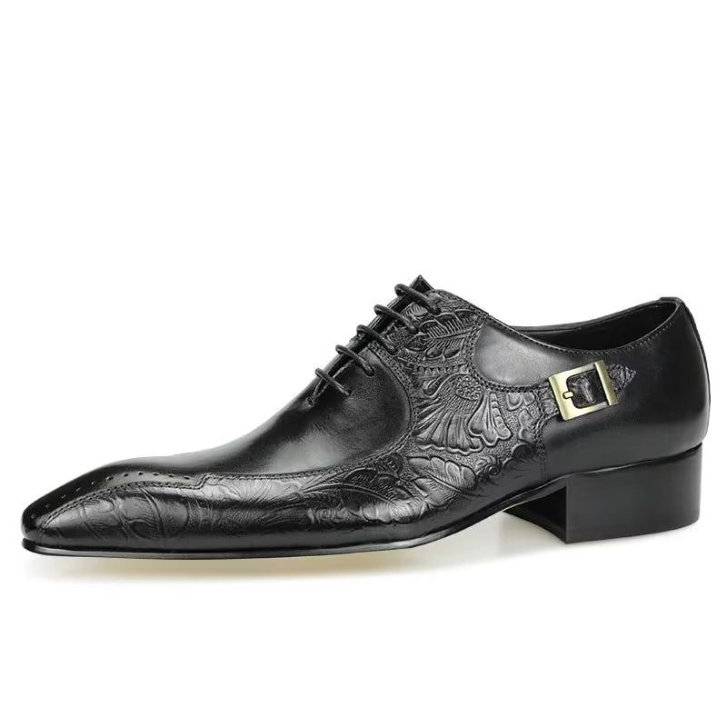 Formelle Herrenschuhe Edle Hochzeits-brogue-schuhe Aus Echtem Leder - Schwarz