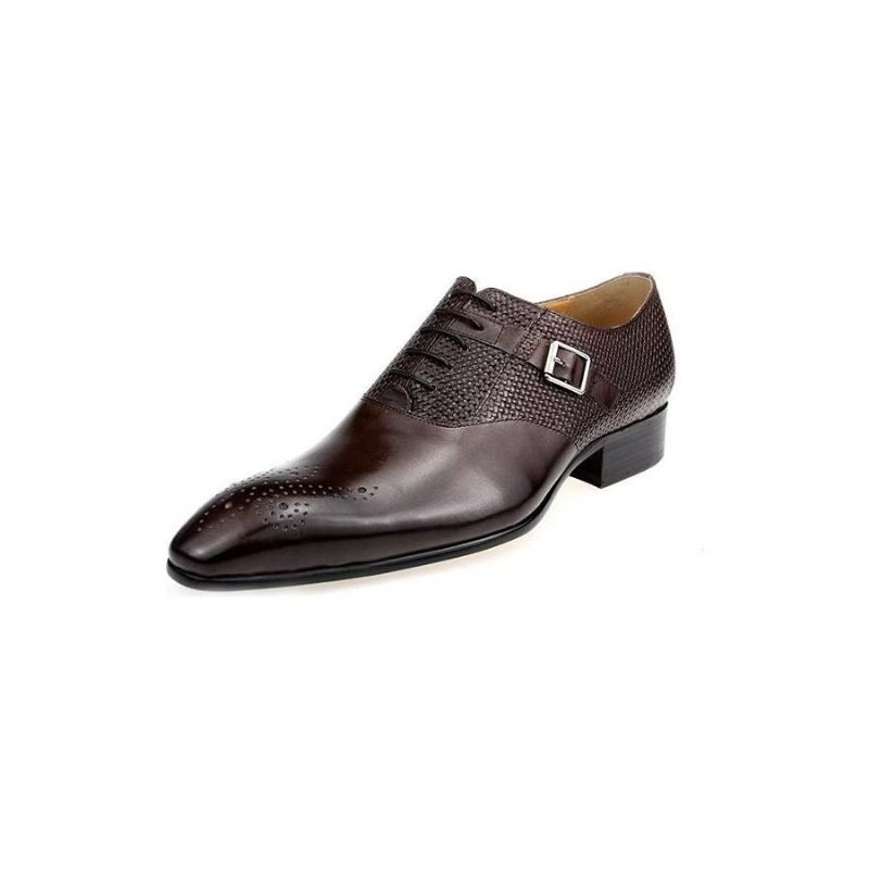 Formelle Herrenschuhe Elegante Bräutigam-brogue-brautschuhe Aus Leder Mit Schnürung - Kaffee