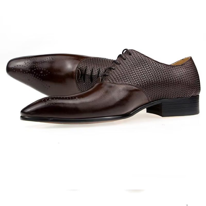 Formelle Herrenschuhe Elegante Bräutigam-brogue-brautschuhe Aus Leder Mit Schnürung - Kaffee