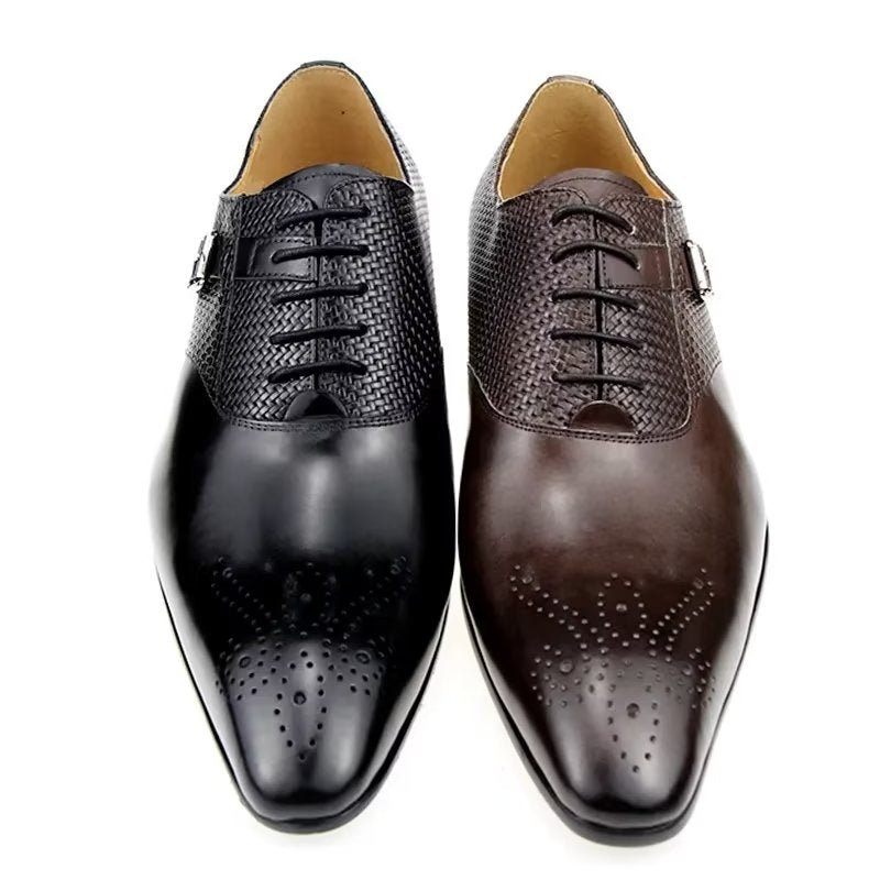 Formelle Herrenschuhe Elegante Bräutigam-brogue-brautschuhe Aus Leder Mit Schnürung - Kaffee