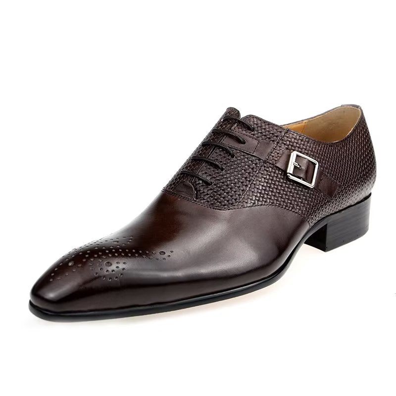 Formelle Herrenschuhe Elegante Bräutigam-brogue-brautschuhe Aus Leder Mit Schnürung - Kaffee