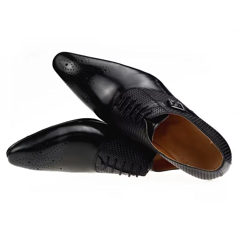 Formelle Herrenschuhe Elegante Bräutigam-brogue-brautschuhe Aus Leder Mit Schnürung - Schwarz