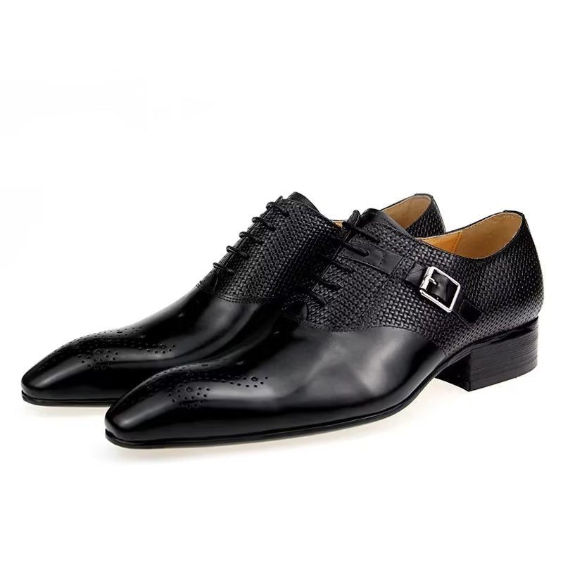 Formelle Herrenschuhe Elegante Bräutigam-brogue-brautschuhe Aus Leder Mit Schnürung - Schwarz