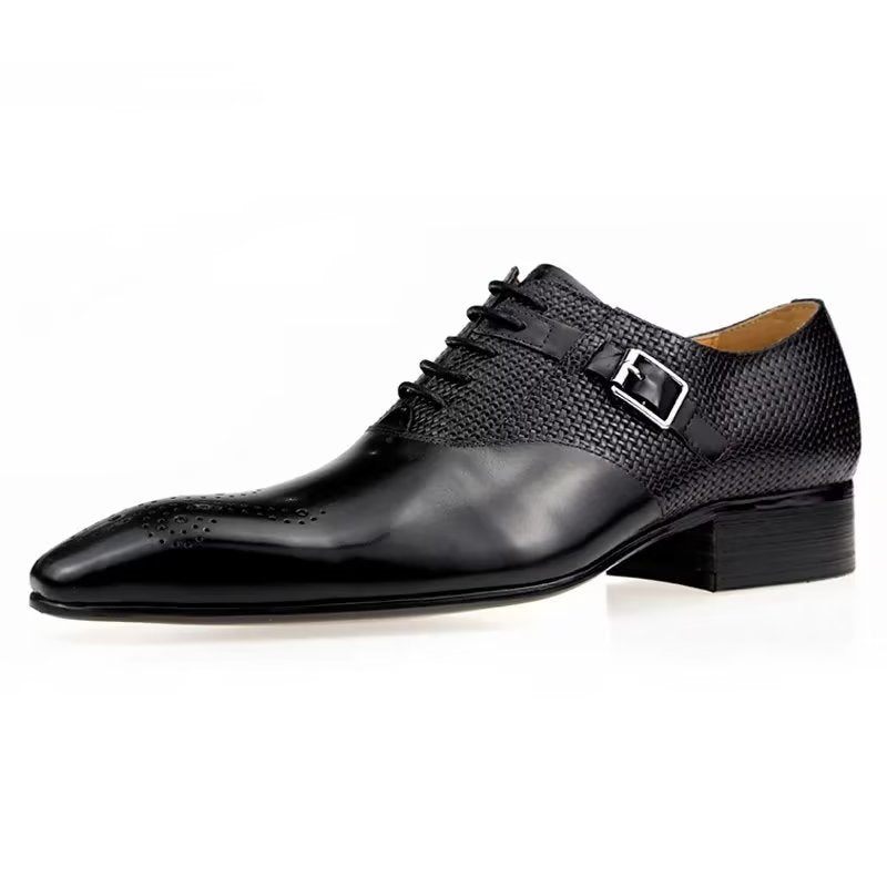 Formelle Herrenschuhe Elegante Bräutigam-brogue-brautschuhe Aus Leder Mit Schnürung - Schwarz