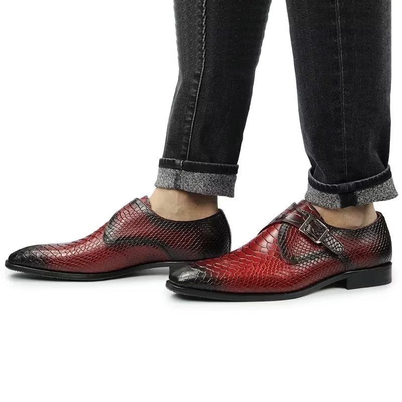 Formelle Herrenschuhe Elegante Brogue-hochzeitsschuhe Aus Leder Mit Individueller Schnalle - Rot