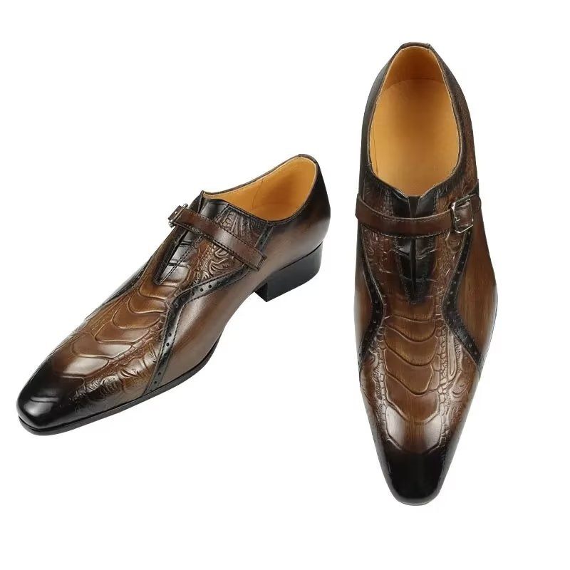 Formelle Herrenschuhe Elegante Brogue-schuhe Aus Echtem Leder Für Hochzeiten - Kaffee