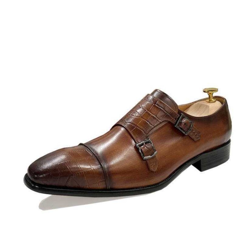 Formelle Herrenschuhe Elegante Crocblend-mönchsriemen-kleiderschuhe - Kaffee