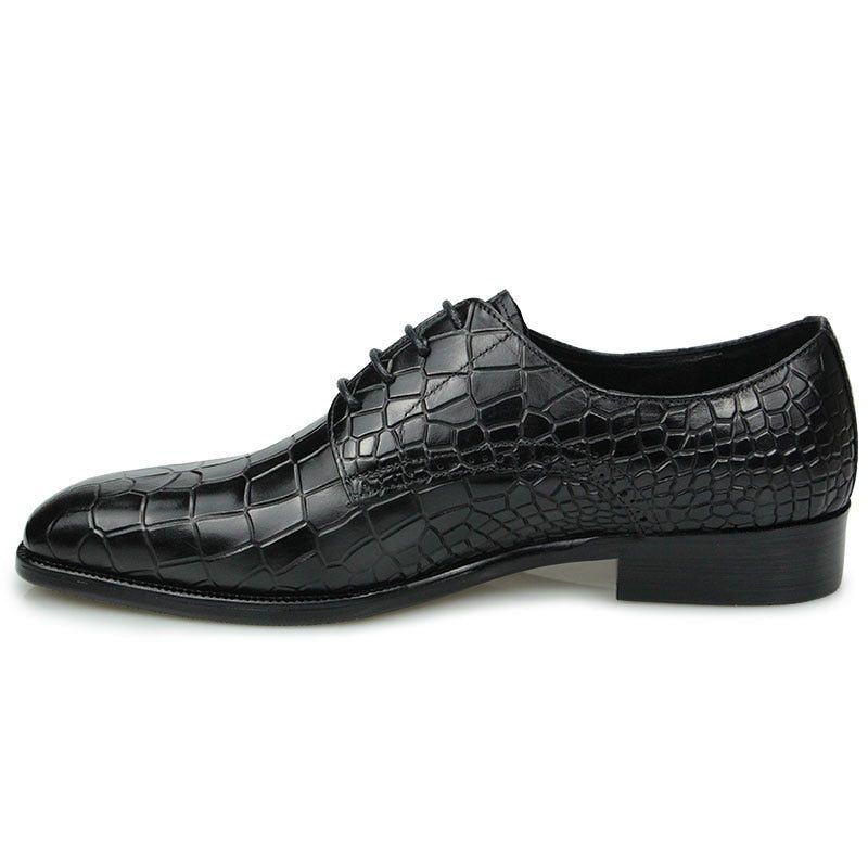 Formelle Herrenschuhe Elegante Croctex-derby-schuhe Mit Spitzer Zehenpartie Luxuriös - Schwarz