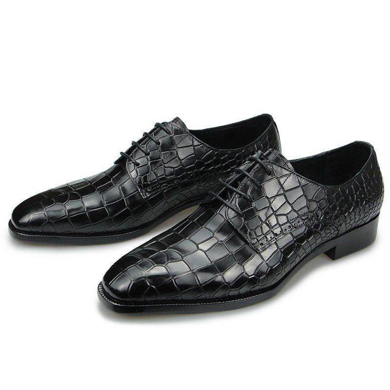 Formelle Herrenschuhe Elegante Croctex-derby-schuhe Mit Spitzer Zehenpartie Luxuriös - Schwarz