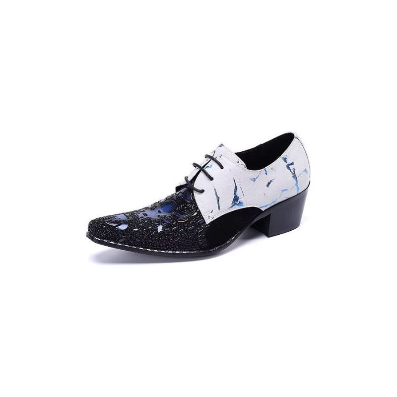 Formelle Herrenschuhe Elegante Derby-schuhe Mit Exotischem Muster - Blau