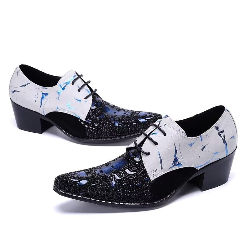 Formelle Herrenschuhe Elegante Derby-schuhe Mit Exotischem Muster - Blau