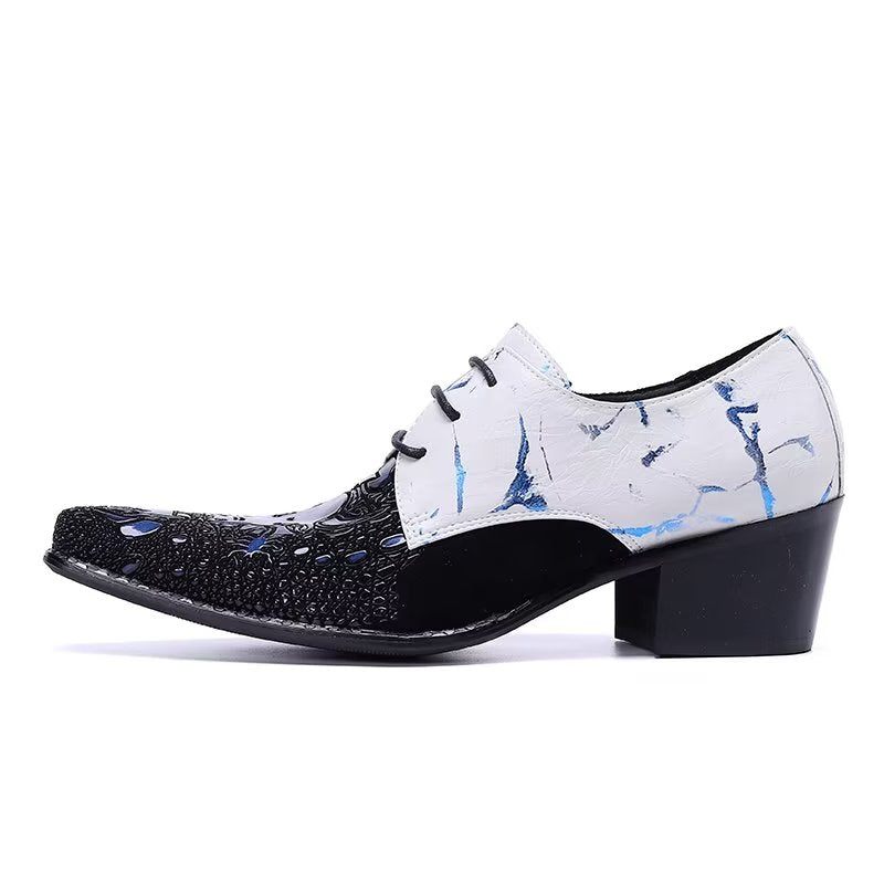 Formelle Herrenschuhe Elegante Derby-schuhe Mit Exotischem Muster - Blau