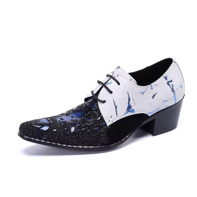 Formelle Herrenschuhe Elegante Derby-schuhe Mit Exotischem Muster - Blau