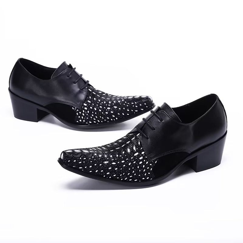 Formelle Herrenschuhe Elegante Derby-schuhe Mit Exotischem Muster - Schwarz