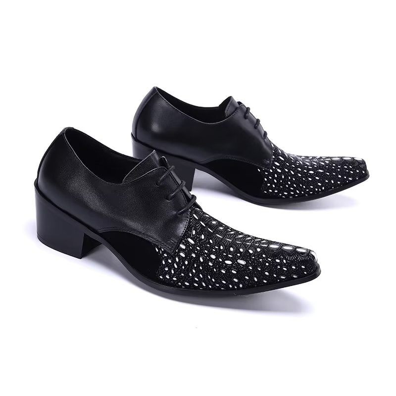 Formelle Herrenschuhe Elegante Derby-schuhe Mit Exotischem Muster - Schwarz