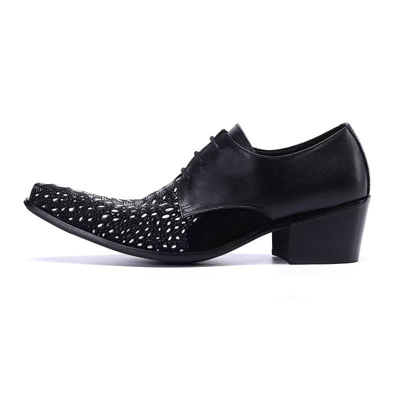 Formelle Herrenschuhe Elegante Derby-schuhe Mit Exotischem Muster - Schwarz