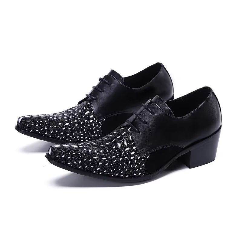 Formelle Herrenschuhe Elegante Derby-schuhe Mit Exotischem Muster - Schwarz