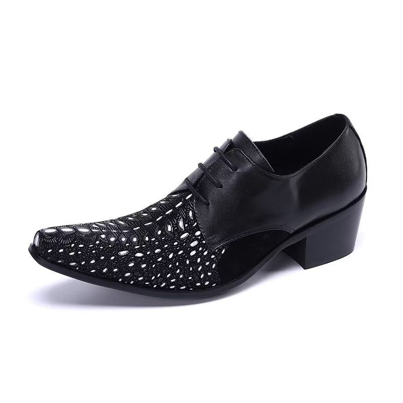 Formelle Herrenschuhe Elegante Derby-schuhe Mit Exotischem Muster - Schwarz