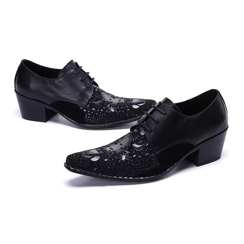 Formelle Herrenschuhe Elegante Derby-schuhe Mit Exotischem Muster - Schwarz 1