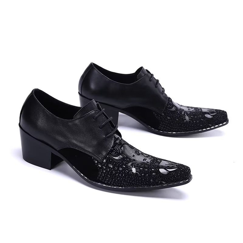 Formelle Herrenschuhe Elegante Derby-schuhe Mit Exotischem Muster - Schwarz 1