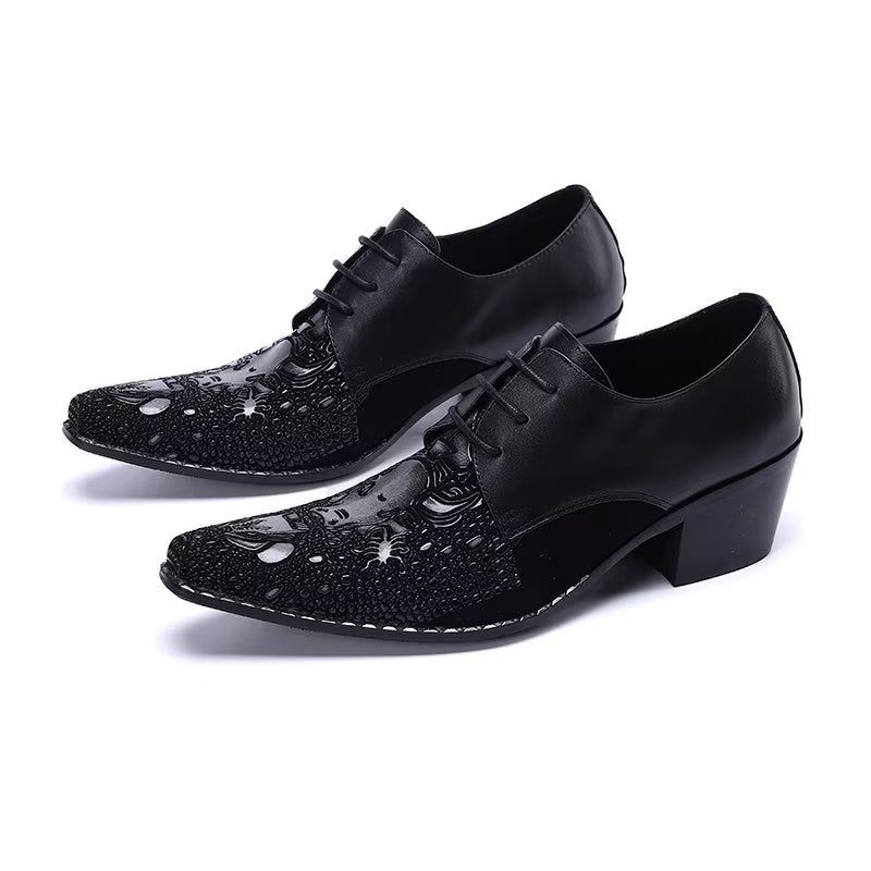 Formelle Herrenschuhe Elegante Derby-schuhe Mit Exotischem Muster - Schwarz 1