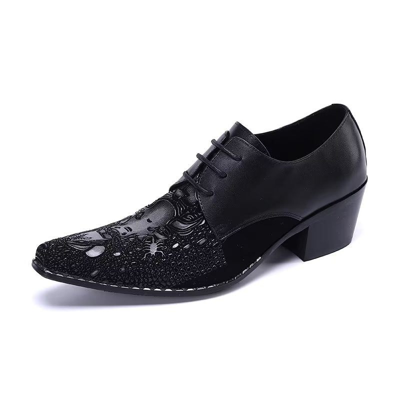 Formelle Herrenschuhe Elegante Derby-schuhe Mit Exotischem Muster - Schwarz 1