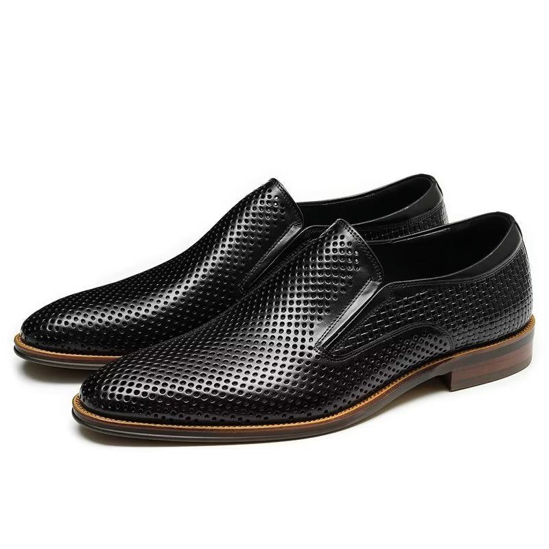 Formelle Herrenschuhe Elegante Hochzeits-slipper Aus Leder Im Brogue-stil - Schwarz