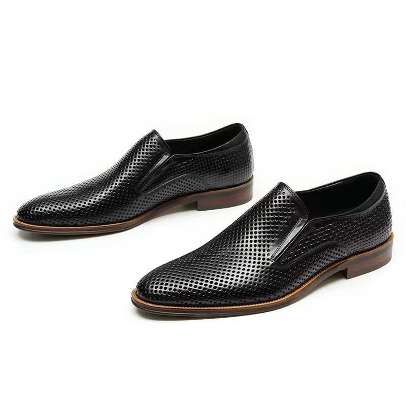 Formelle Herrenschuhe Elegante Hochzeits-slipper Aus Leder Im Brogue-stil - Schwarz