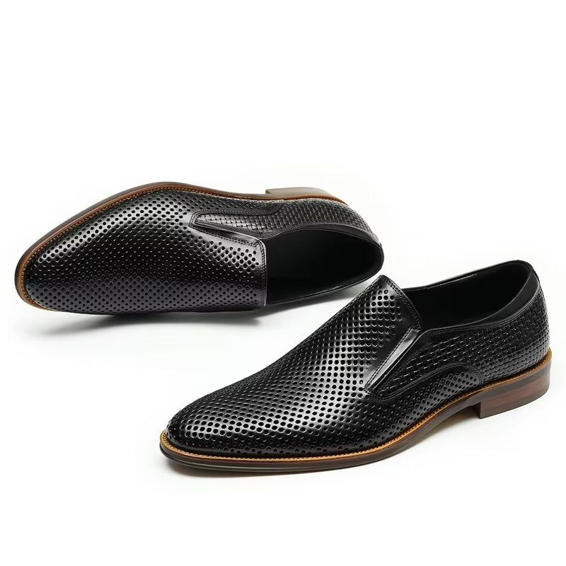 Formelle Herrenschuhe Elegante Hochzeits-slipper Aus Leder Im Brogue-stil - Schwarz