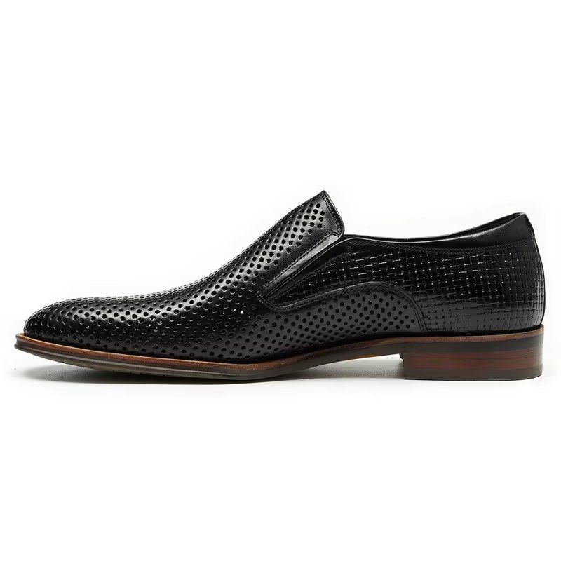 Formelle Herrenschuhe Elegante Hochzeits-slipper Aus Leder Im Brogue-stil - Schwarz