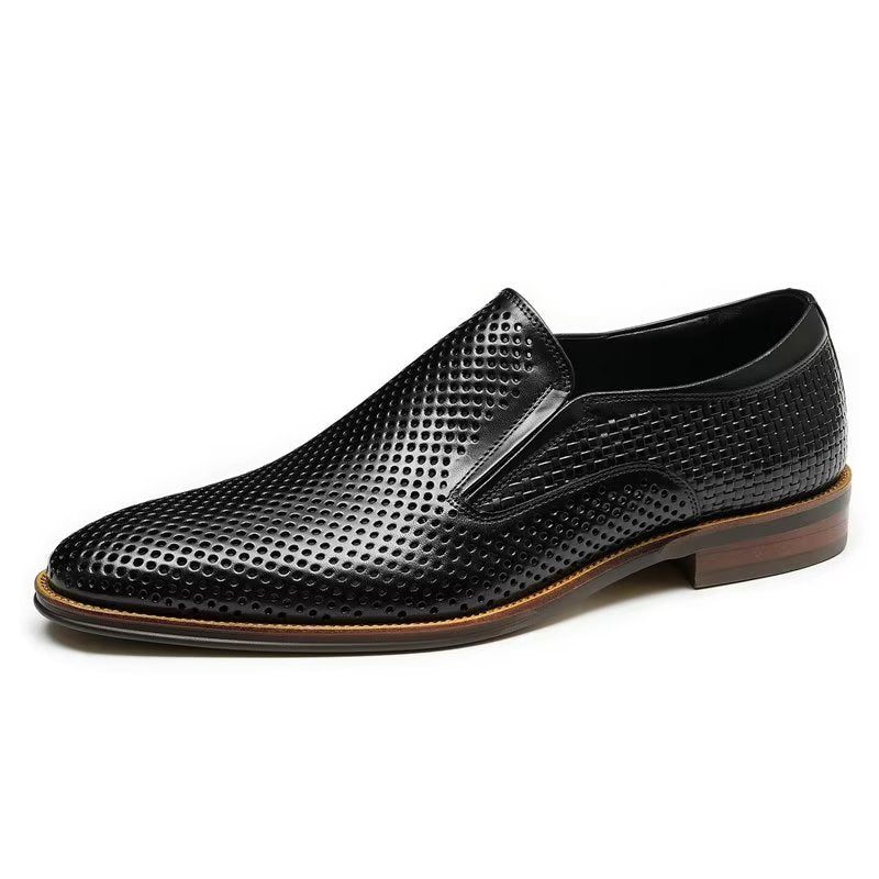 Formelle Herrenschuhe Elegante Hochzeits-slipper Aus Leder Im Brogue-stil - Schwarz