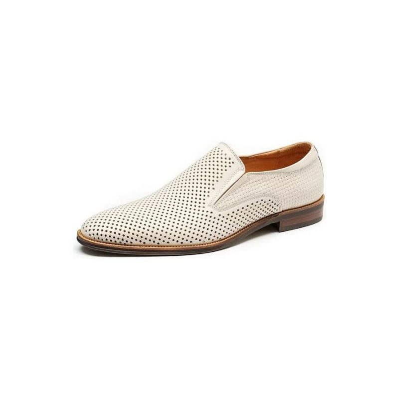 Formelle Herrenschuhe Elegante Hochzeits-slipper Aus Leder Im Brogue-stil - Weiß