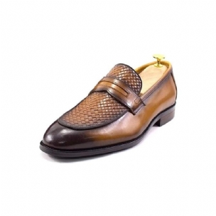 Formelle Herrenschuhe Elegante Klassische Brogue-slip-ons Aus Leder