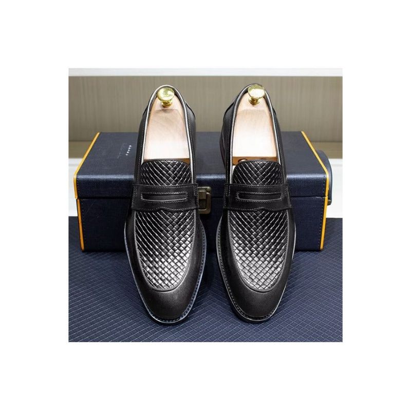 Formelle Herrenschuhe Elegante Klassische Brogue-slip-ons Aus Leder - Schwarz