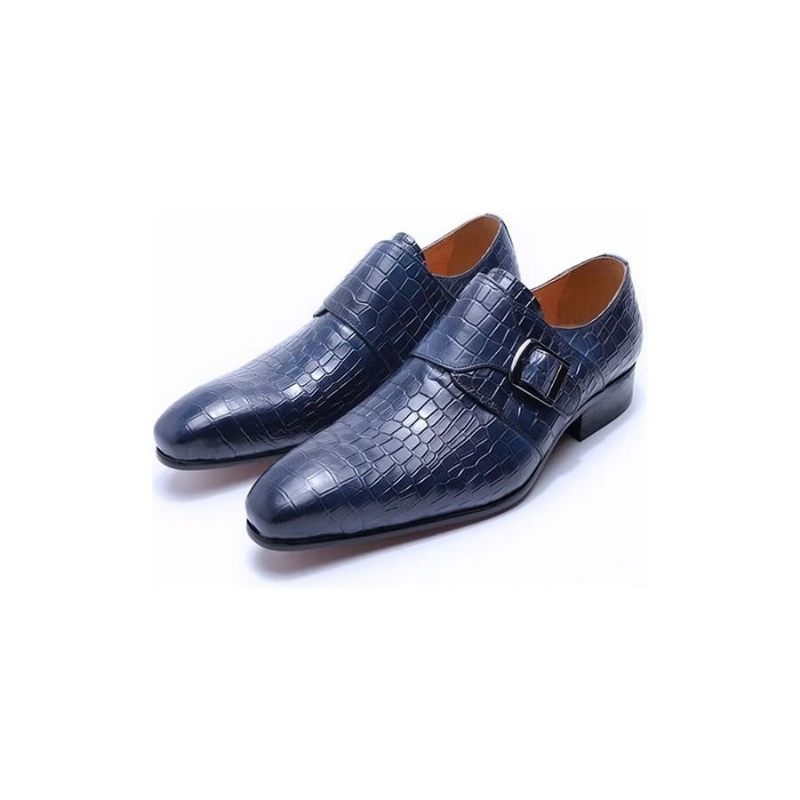 Formelle Herrenschuhe Elegante Luxus-krokodil-monkstrap-kleiderschuhe - Blau