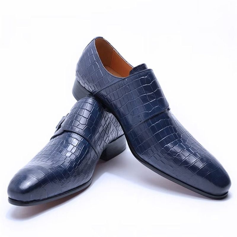 Formelle Herrenschuhe Elegante Luxus-krokodil-monkstrap-kleiderschuhe - Blau