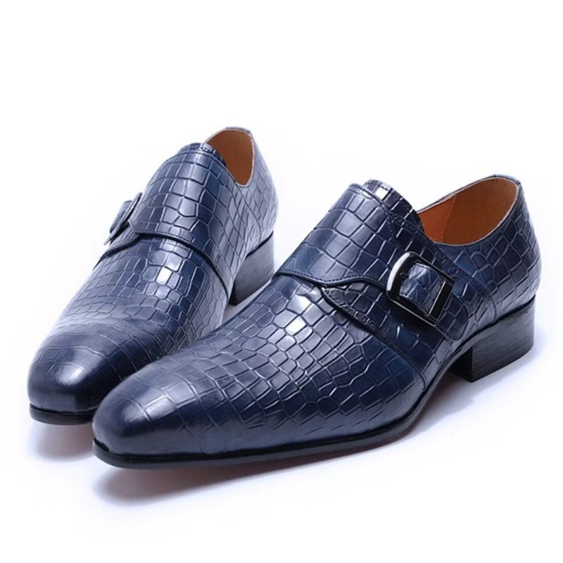 Formelle Herrenschuhe Elegante Luxus-krokodil-monkstrap-kleiderschuhe - Blau