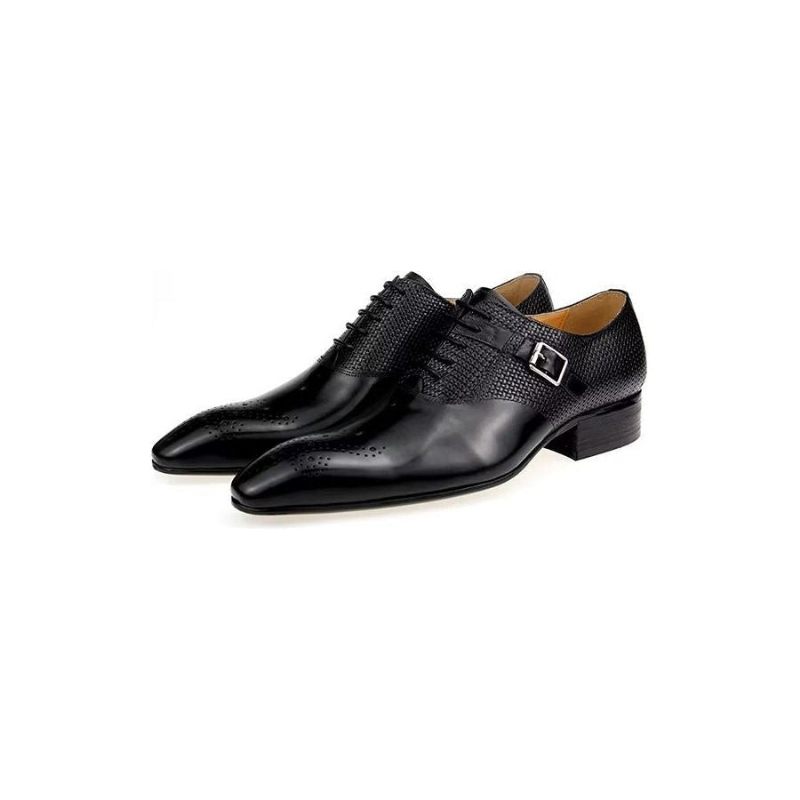 Formelle Herrenschuhe Elegante Maßgeschneiderte Brogue-hochzeitsschuhe Aus Leder - Schwarz