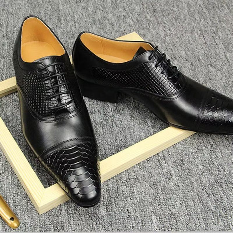 Formelle Herrenschuhe Elegante Maßgeschneiderte Brogue-schnürschuhe Aus Leder Für Die Hochzeit - Schwarz