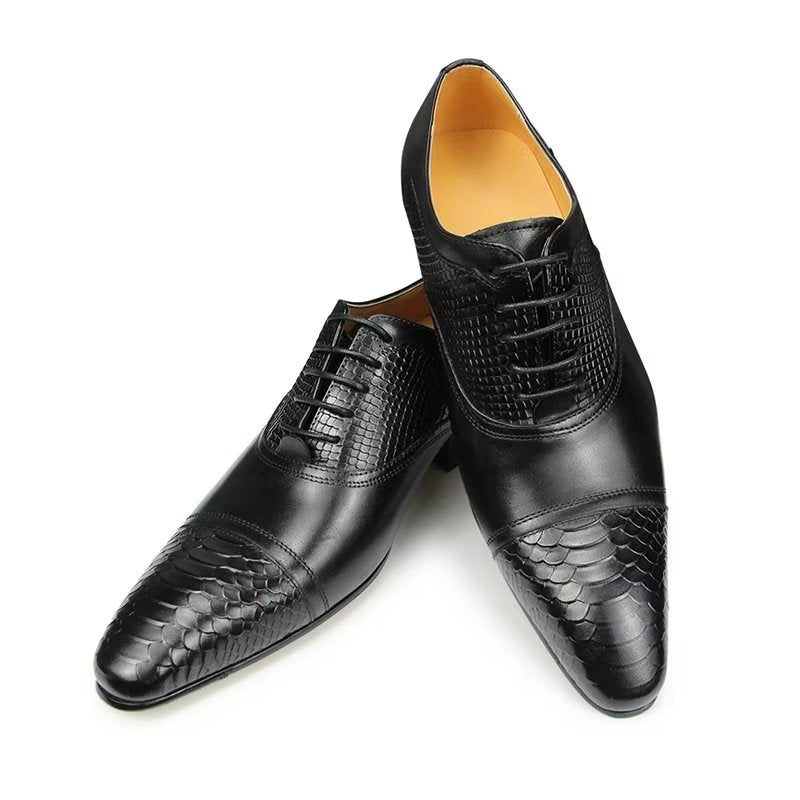 Formelle Herrenschuhe Elegante Maßgeschneiderte Brogue-schnürschuhe Aus Leder Für Die Hochzeit - Schwarz