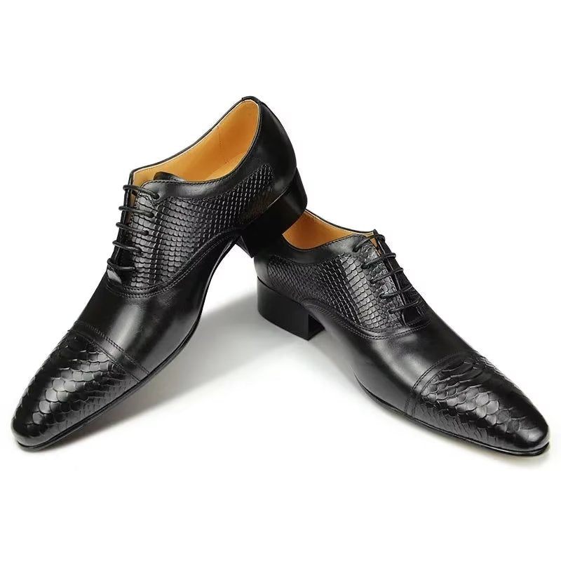 Formelle Herrenschuhe Elegante Maßgeschneiderte Brogue-schnürschuhe Aus Leder Für Die Hochzeit - Schwarz