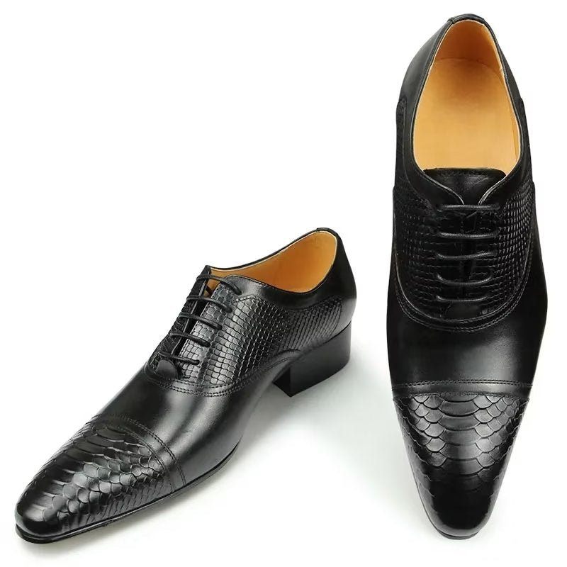 Formelle Herrenschuhe Elegante Maßgeschneiderte Brogue-schnürschuhe Aus Leder Für Die Hochzeit - Schwarz