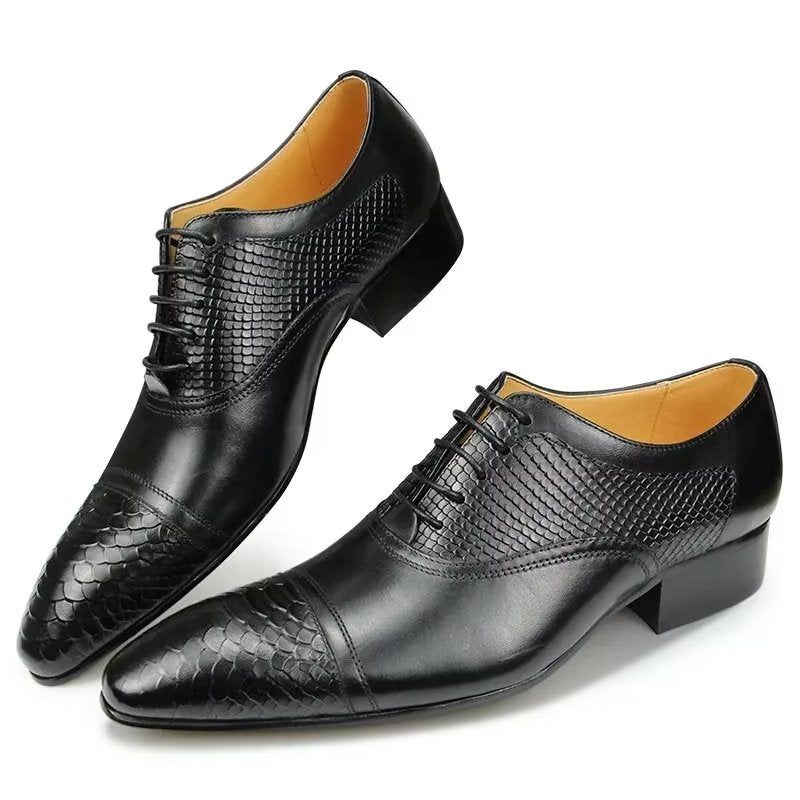 Formelle Herrenschuhe Elegante Maßgeschneiderte Brogue-schnürschuhe Aus Leder Für Die Hochzeit - Schwarz