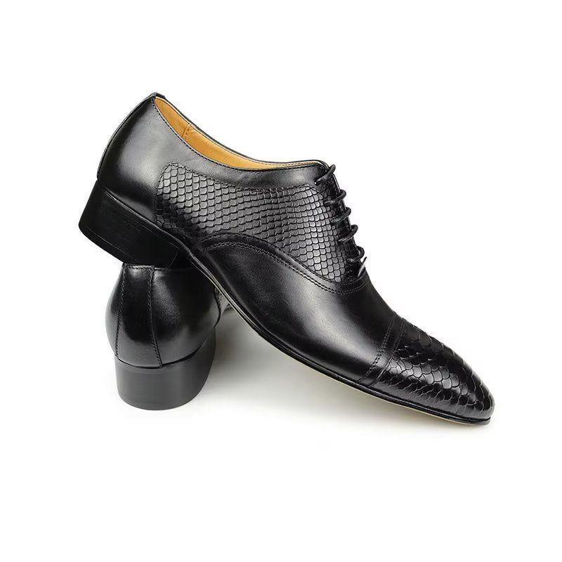 Formelle Herrenschuhe Elegante Maßgeschneiderte Brogue-schnürschuhe Aus Leder Für Die Hochzeit - Schwarz