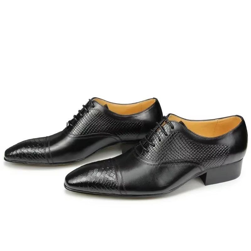 Formelle Herrenschuhe Elegante Maßgeschneiderte Brogue-schnürschuhe Aus Leder Für Die Hochzeit - Schwarz