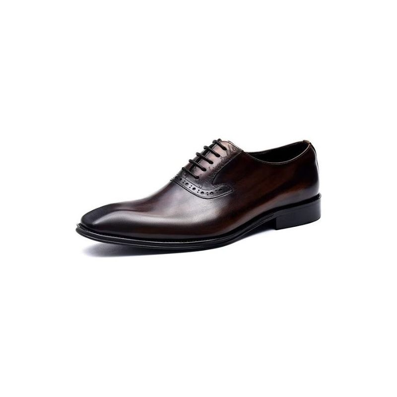 Formelle Herrenschuhe Elegante Oxford-schnürschuhe Aus Leder - Kaffee