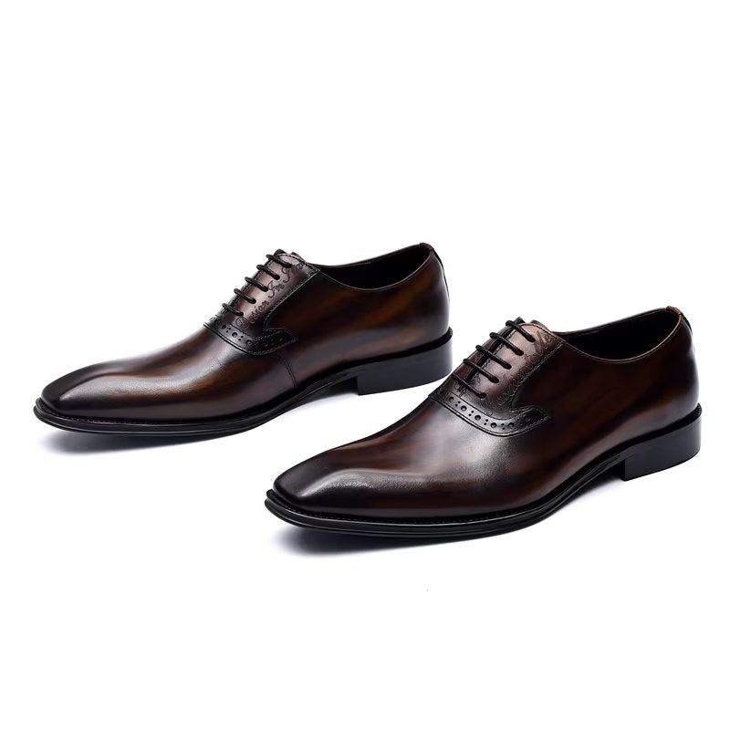 Formelle Herrenschuhe Elegante Oxford-schnürschuhe Aus Leder - Kaffee