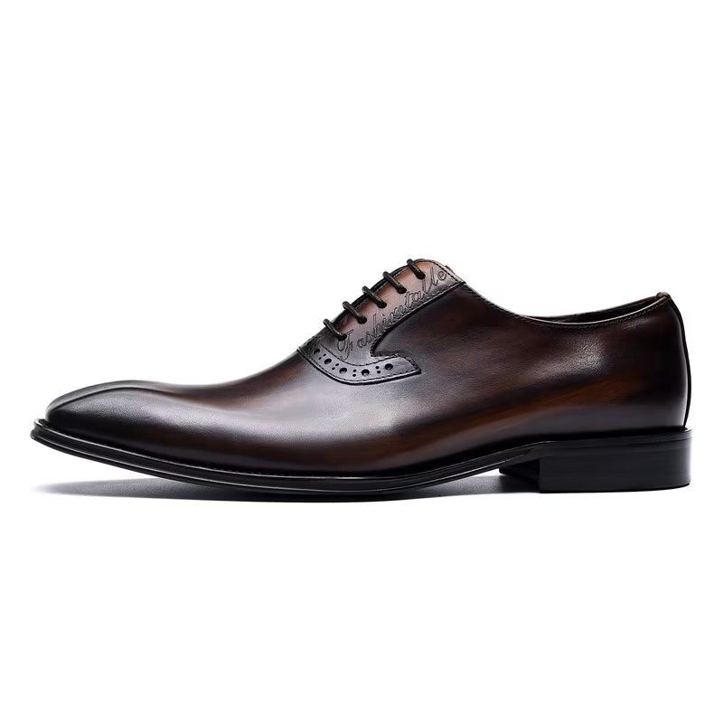 Formelle Herrenschuhe Elegante Oxford-schnürschuhe Aus Leder - Kaffee